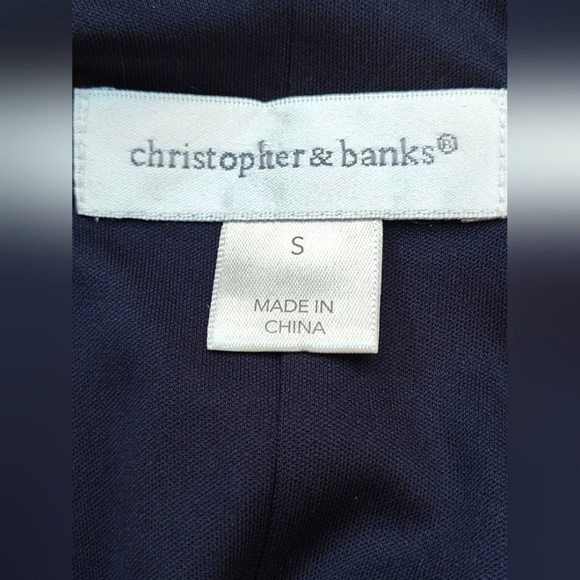 Christopher & Banks Women's Navy Blue Faux Wrap Midi Dress | Size Small - Picture 3 of 5